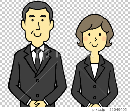 Middle-aged men and women in dark suits 33049405