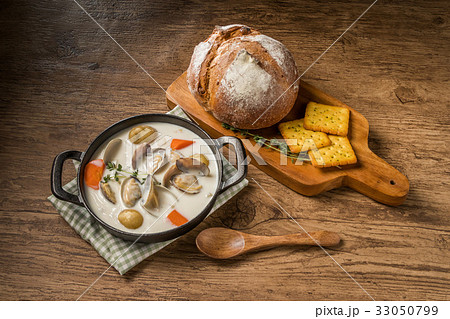 クラムチャウダー Clam chowder American soup クラムチャウダー Clam chowder American soup 33050799