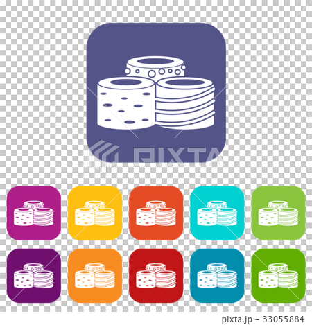 Tasty Turkish delight icons set flat 33055884