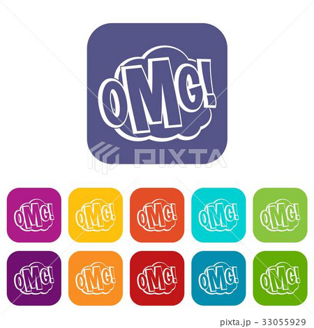 OMG, comic text speech bubble icons set flat 33055929