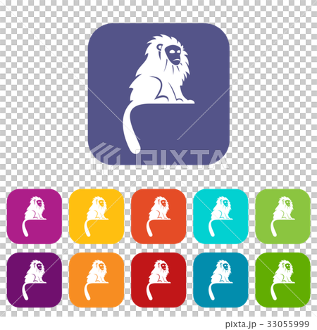 Hairy monkey icons set flat Hairy monkey icons set flat 33055999