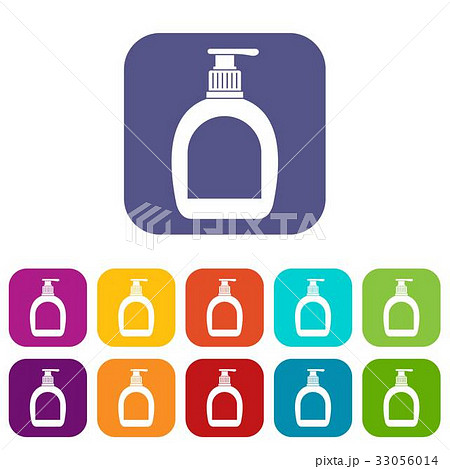 Bottle with liquid soap icons set flatのイラスト素材 [33056014] - PIXTA