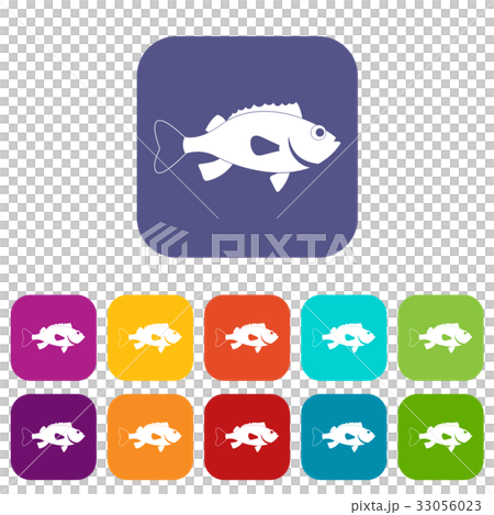 Sea bass fish icons set flat 33056023