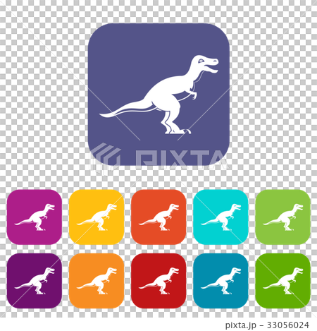 Theropod dinosaur icons set flat 33056024