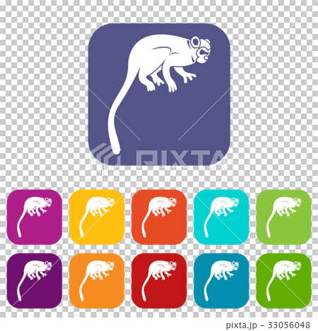 Marmoset monkey icons set flat Marmoset monkey icons set flat 33056048