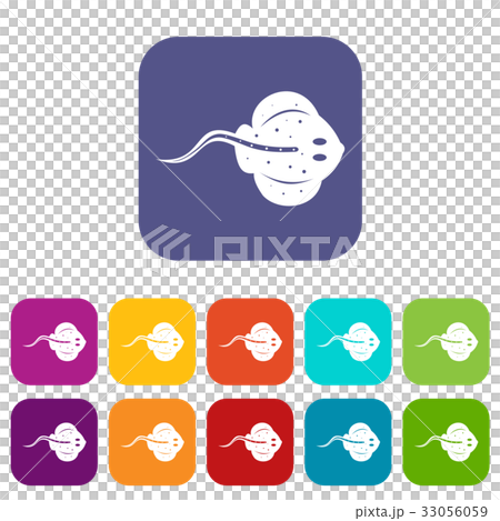 Stingray fish icons set flat 33056059