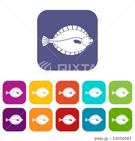 Flounder icons set flat 33056065