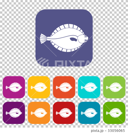 Flounder icons set flat 33056065