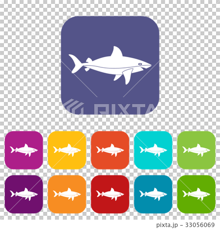 Shark fish icons set flat Shark fish icons set flat 33056069
