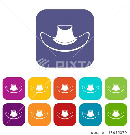 Cowboy hat icons set flat Cowboy hat icons set flat 33056070
