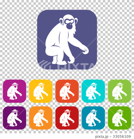 Macaque icons set flat Macaque icons set flat 33056109