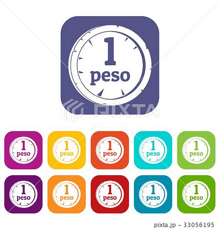 Peso icons set flat 33056195