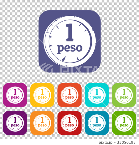 Peso icons set flat 33056195