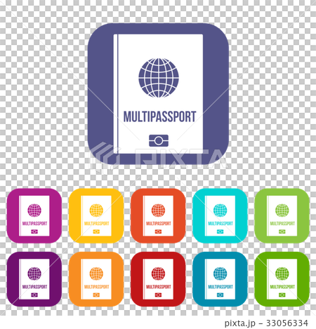 Multipassport icons set flat Multipassport icons set flat 33056334