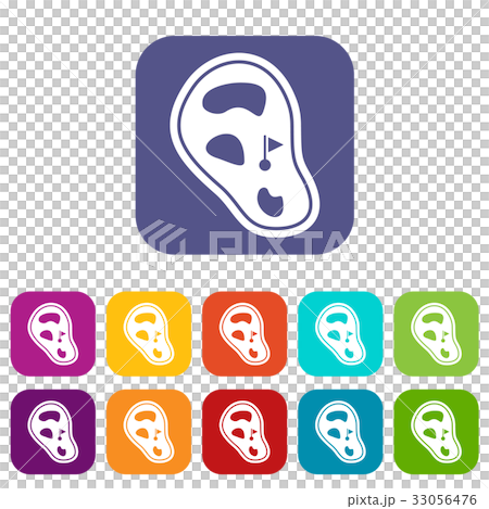 Golf course field icons set flat 33056476