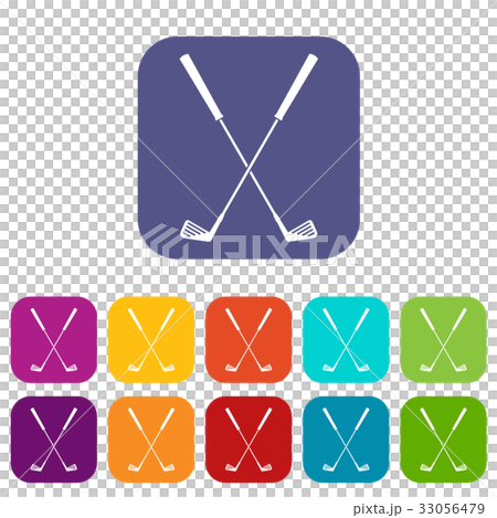 Two golf clubs icons set flat 33056479
