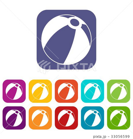 Beach ball icons set flat 33056599
