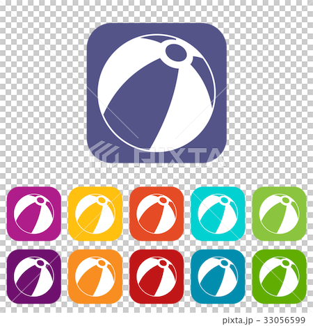 Beach ball icons set flat Beach ball icons set flat 33056599