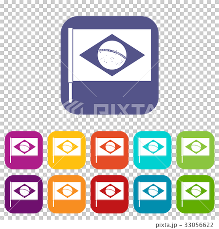 Flag of Brazil icons set flat Flag of Brazil icons set flat 33056622