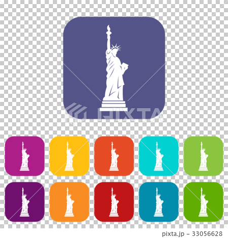 Statue of liberty icons set flat 33056628