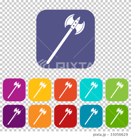 Poleaxe icons set flat 33056629