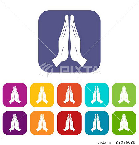 Prayer icons set flat 33056639