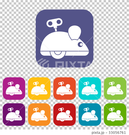 Clockwork mouse icons set flat Clockwork mouse icons set flat 33056761