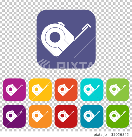 Roulette construction tool icons set flat 33056845