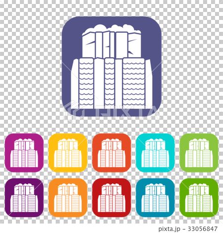 Iguazu falls, Argentina icons set flat 33056847