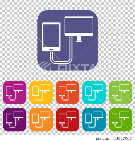 Connection phone icons set flat 33057007