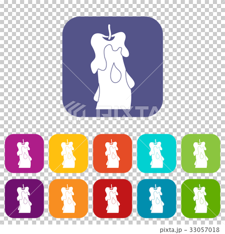 Candle icons set flat 33057018