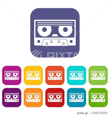 Audio cassette tape icons set flat 33057020