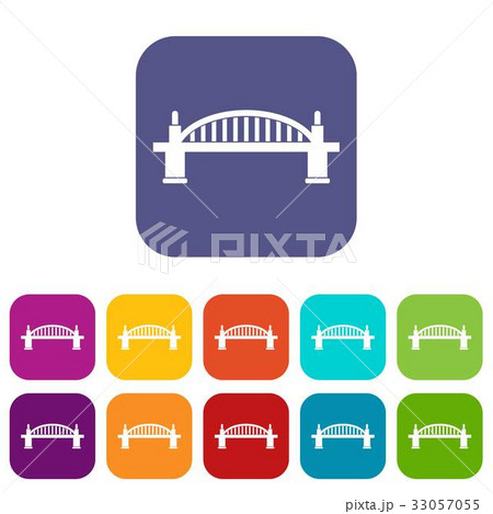 Bridge icons set flat 33057055