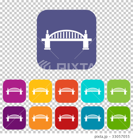 Bridge icons set flat 33057055