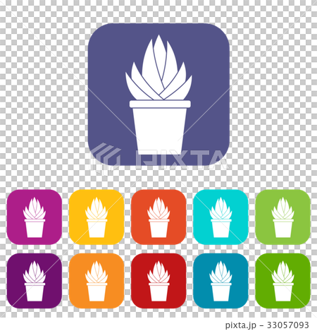 Aloe vera plant icons set flat 33057093