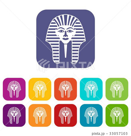 Tutankhamen mask icons set flat Tutankhamen mask icons set flat 33057103