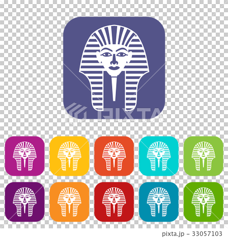 Tutankhamen mask icons set flat Tutankhamen mask icons set flat 33057103