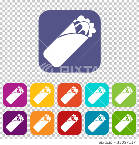 Shawarma sandwich icons set flat Shawarma sandwich icons set flat 33057117
