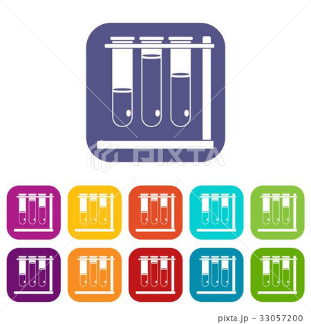 Three beakers icons set flat Three beakers icons set flat 33057200