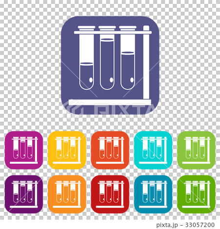 Three beakers icons set flat Three beakers icons set flat 33057200