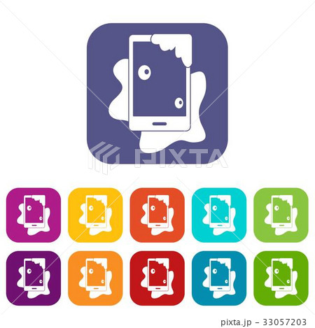Wet phone icons set flat Wet phone icons set flat 33057203