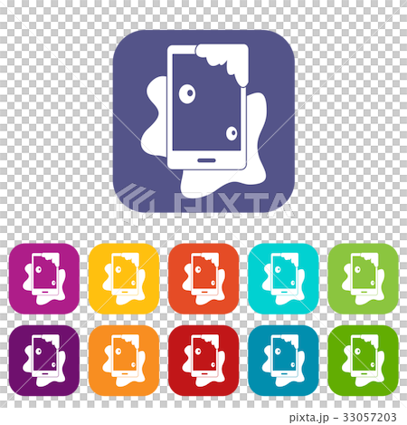 Wet phone icons set flat Wet phone icons set flat 33057203