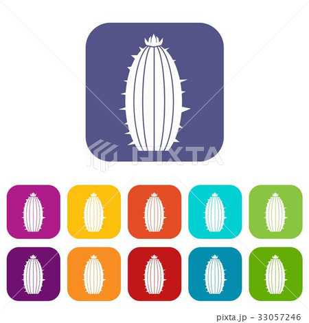 Mammillaria bocasana icons set flat 33057246