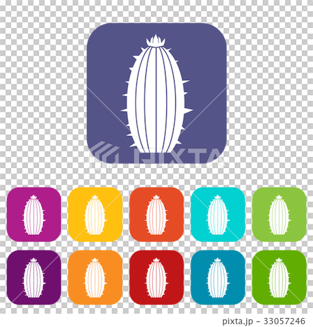 Mammillaria bocasana icons set flat 33057246
