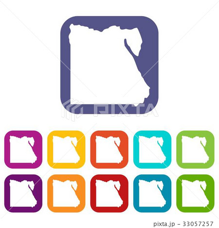Map of Egypt icons set flat 33057257