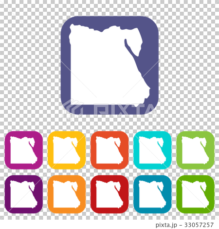 Map of Egypt icons set flat 33057257