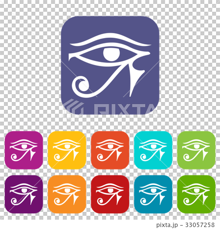 Eye of Horus Egypt Deity icons set flat 33057258