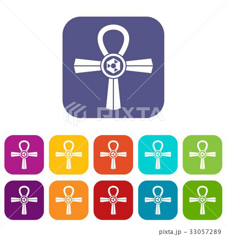 Egypt Ankh symbol icons set flat 33057289