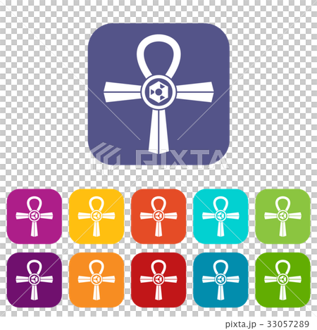 Egypt Ankh symbol icons set flat 33057289