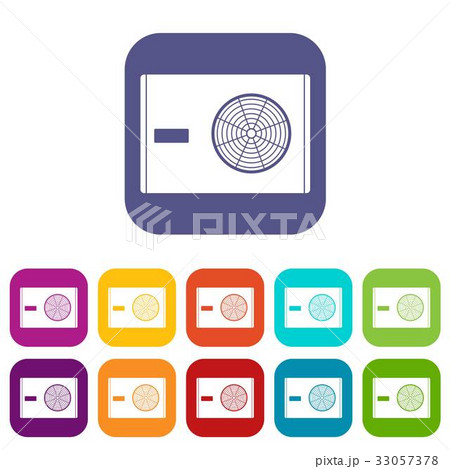 Outdoor compressor of air conditioner icons set Outdoor compressor of air conditioner icons set 33057378